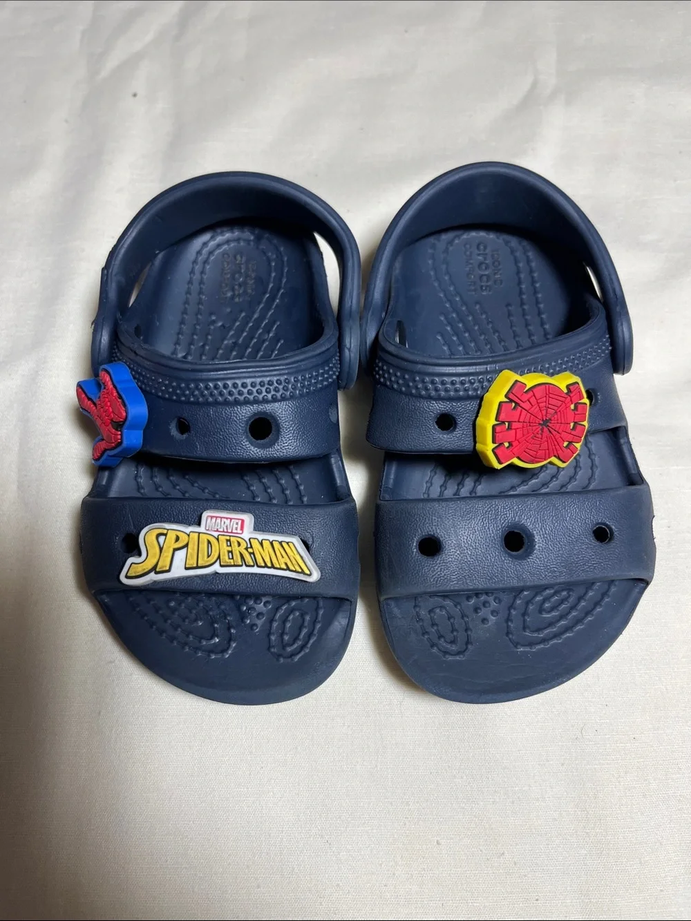 Crocs Navy Blue Sandals with 3 Spider-Man Jibbitz